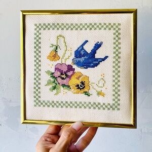 Vintage Sewn Bird & Flowers